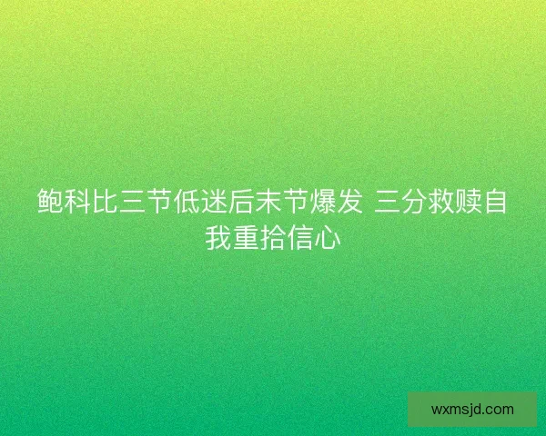 鲍科比三节低迷后末节爆发 三分救赎自我重拾信心