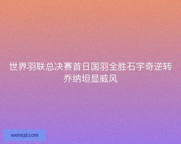 世界羽联总决赛首日国羽全胜石宇奇逆转乔纳坦显威风